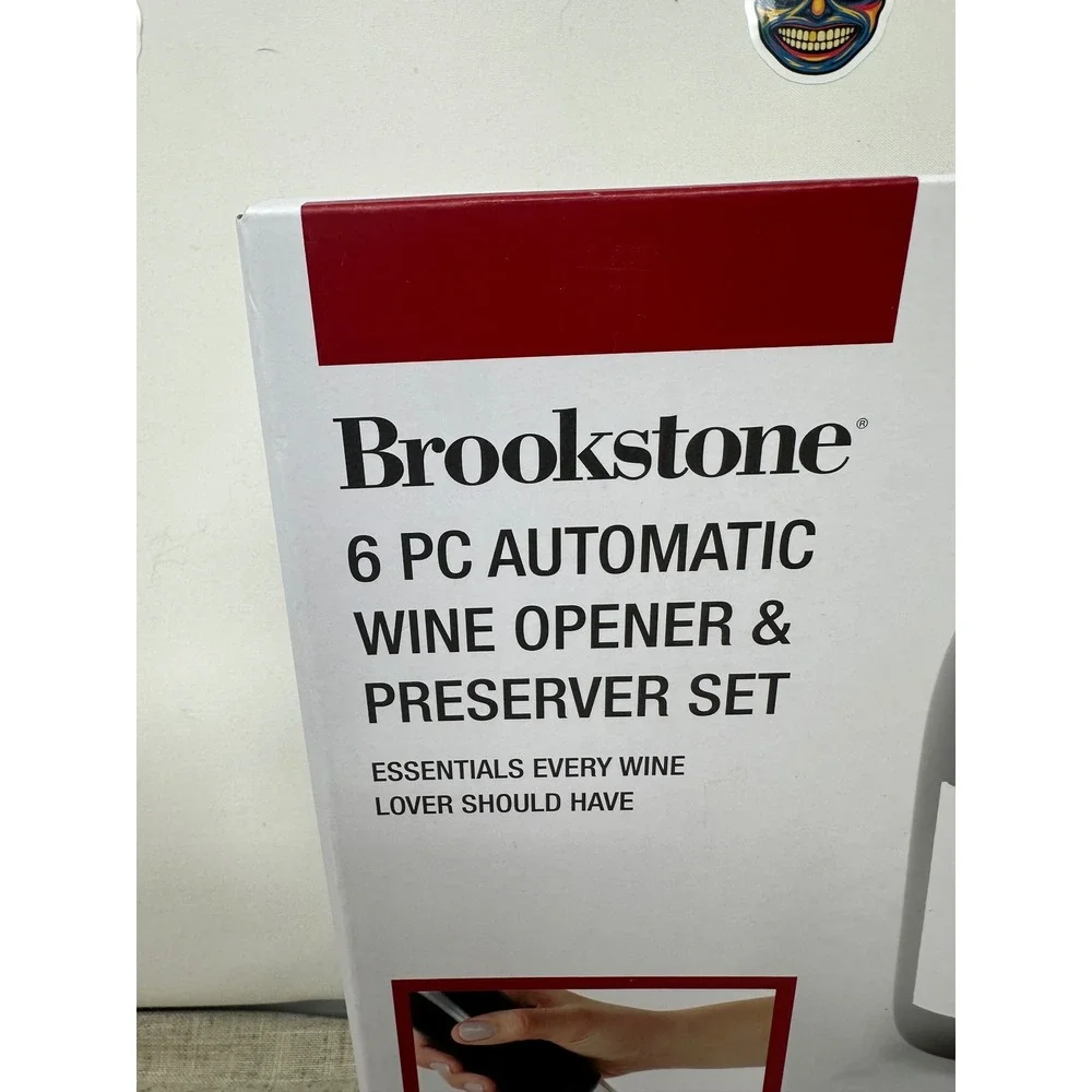 Brookstone 6 Piece Automatic Wine Opener Preserver Cordless Electric Foil Cutter